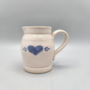 Vintage Pinewood Valley Pottery Creamer Blue Heart Stoneware 3” Glazed